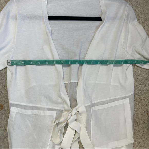 TSE 100% Cotton White L/S Front Tie Cardigan Sweater - Picture 12 of 12